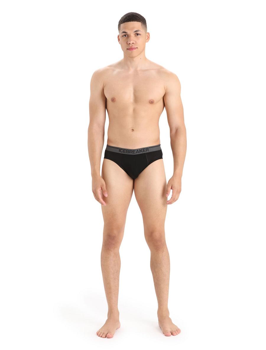 Men's Icebreaker Merino Anatomica Briefs Underwear Black | CA 1648YXFU